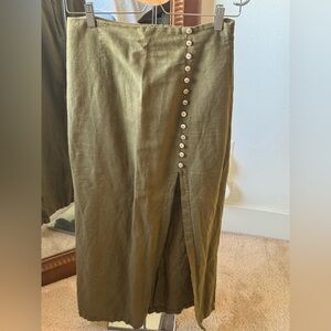 Zara Khaki Button-Detail Pencil Skirt